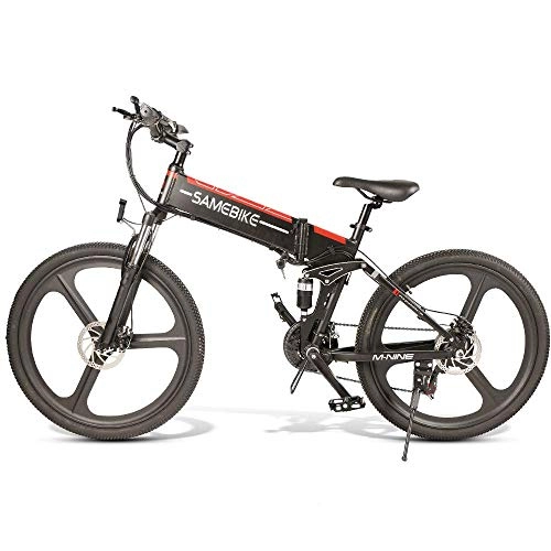 Electric Bike : KGY Adult Mountain Bike, 26 inch Wheels, Student outdoor foldable electric bicycle 350W 48V 10AH 21 speed magnesium alloy rim, Full Suspension MTB Gears Dual Disc Brakes Mountain Bicycle