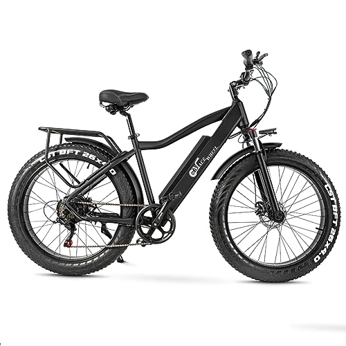Electric Bike : Kinsella cmacewheel J26, 26-inch fat tire electric mountain bike, 17A lithium battery, mechanical disc brake. (black)