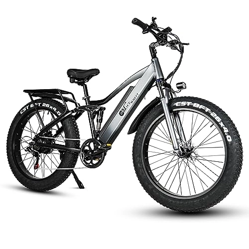 Electric Bike : Kinsella CMACEWHEEL TP26 full suspension off-road electric mountain bike features: 17A removable battery, Yolin LCD, 4 * 26 wide tires, full suspension design.