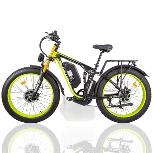 Electric Bike : Kinsella K800 Pro Dual Motor Electric Mountain Bike, 48V23AH Battery, 26 Inch Wide Tire Electric Bike. (black green)