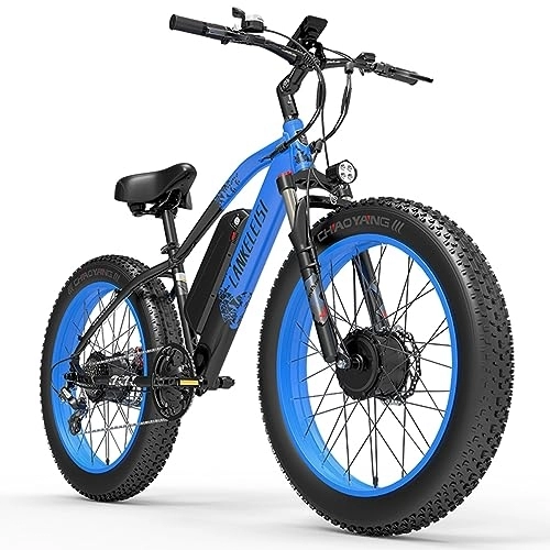 Electric Bike : Kinsella Lankeleisi MG740PLUS dual motor off-road electric bicycle, 48V20ah (Samsung) lithium battery, oil spring suspension 26 * 4.0 wheels, electric mountain bike (BLUE)