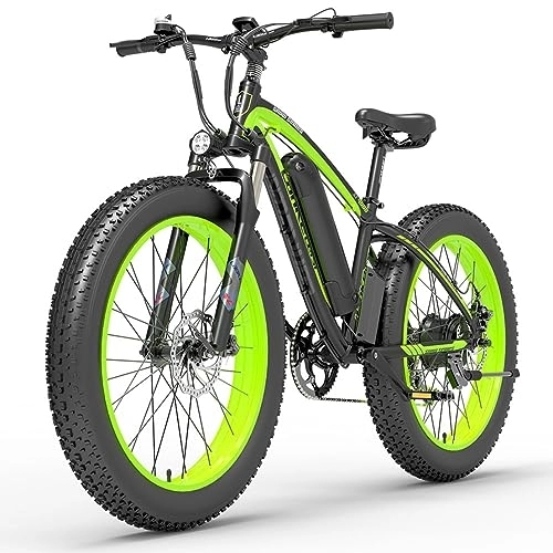 Electric Bike : Kinsella Lankeleisi XF4000 48V16AH Removable Lithium Battery 26X4.0 Fat Tire Electric Bicycle Shimano 7 Mountain Electric Bicycle. (green)