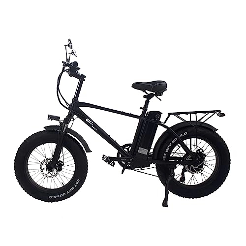 Electric Bike : Kinsella T20 folding electric bicycle, 20×4.0 fat tires, 48V 17Ah removable lithium battery, dual mechanical disc brakes, Shimano 7-speed. (Black)