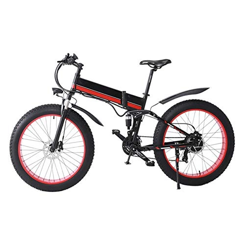 Electric Bike : Knewss 26 inch fat tire electric bicycle 48V 12AH 500W foldable electric fat tire hydraulic disc brake-Black