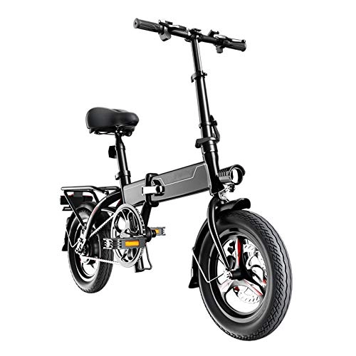 Electric Bike : KNFBOK electric mopeds for adults Folding electric bicycle portable lithium battery moped double disc brake with mobile navigation bracket LED night illumination