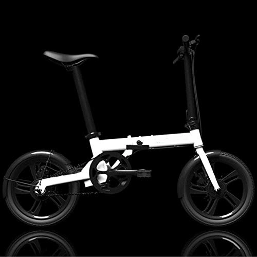 Electric Bike : KNFBOK folding bicycle Intelligent power-assisted folding electric bicycle small mini lithium battery bicycle adult long battery life 3 kinds of riding mode White