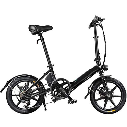 Electric Bike : KNFBOK mens electric bike Folding electric bicycle 10.5Ah lithium battery 16 inch mini adult variable speed electric power bicycle brushless toothed motor three mode riding Black