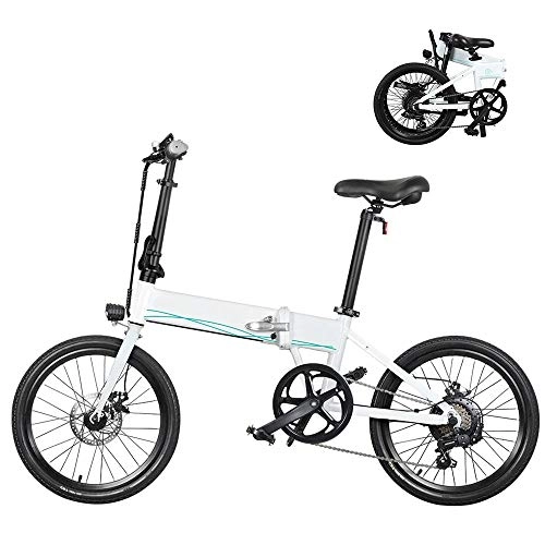 Electric Bike : KongLyle [Poland Stock] Folding Electric Bicycle Moped, Adult Electric Bike with 250W Motor, Powerful 36V / 10.4Ah Battery, Max Load 120Kg, Max Speed 25km / h (White)