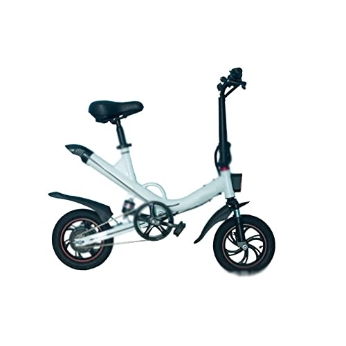 Electric Bike : KOWMddzxc Electric Bycle Battery Motor Folding Electric Bike 12 Inches Tyres Bicycle Adult Ebike Aluminum Alloy Frame (Color : White)