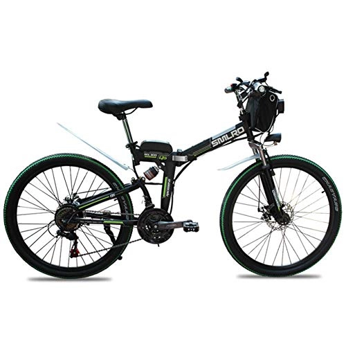 Electric Bike : KPLM Electic Mountain Bike, 26 inch Folding E-bike, 36V 350W, 15Ah Li-ion Battery and Shimano 21 Speed Gear