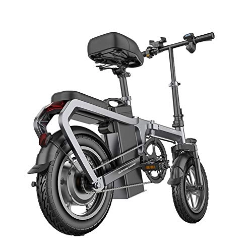Electric Bike : KT Mall 14 In Folding Electric Bikes for Unisex Aluminum Alloy with 400W 48V Lithium-Ion Battery Mini Electric Bicycle with Smart LCD Meter and Energy Recovery System Lightweight City E-Bike, 60Km