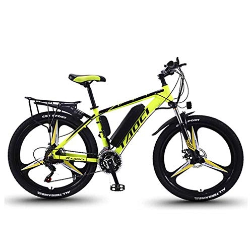 Electric Bike : KT Mall 26 In Electric Bikes for Adult 36V 350W Removable Lithium Battery Aluminum Alloy Mountain E-bike with LCD Liquid Crystal Display and Automatic Power Off Brake Lever Bicycles, Yellow, 10Ah 65KM