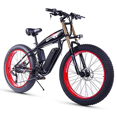 Electric Bike : KT Mall 26 Inch Electric Bike for Adult with 350W48V10Ah Full Charging Time 4-5 hours 27 Speed Aluminum Alloy Mountain E-Bike Max Speed 25km / h Load 150kg for Snow Beach Fat Tire Electric Bicycle, Red