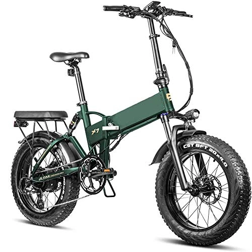 Electric Bike : KT Mall 750w Folding Electric Bike Fat Tires Electric Bicycle Full Suspension Hydraulic Brakes 48v Electric Bikes for Adults Power Regeneration System 8 Speed Gears, Green