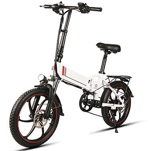 Electric Bike : KT Mall Adult Electric Bike 20" Wheel And 48V 8AH Lithium-Ion Battery 350W Commuter Lightweight Hybrid Bike for Urban, Hort Trip, Shopping and Daily Use, White