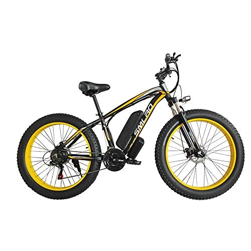Electric Bike : KT Mall Electric Bicycle Aluminum Alloy Lithium Battery Beach Snowmobile Big Wheel Fat Tire Moped Commuter Fitness Exercise, Yellow