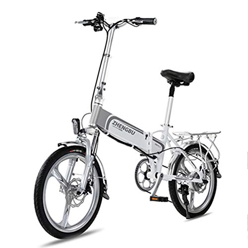 Electric Bike : KT Mall Electric Bicycles 48V Lithium Ion Battery 400 Watt Rear Hub Brushless Motor 14 Inches Electric Bike Folding Portable E-bike Three Riding Modes, Silver, 20inch60KM