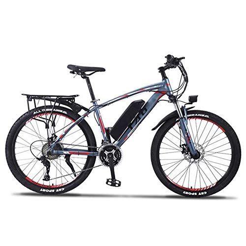 Electric Bike : KT Mall Electric Bikes for Adult Aluminum Alloy 26" E Bikes with 36V 350W 13Ah Removable Lithium-Ion Battery, Mountain Ebike for Men Women, Gray Red