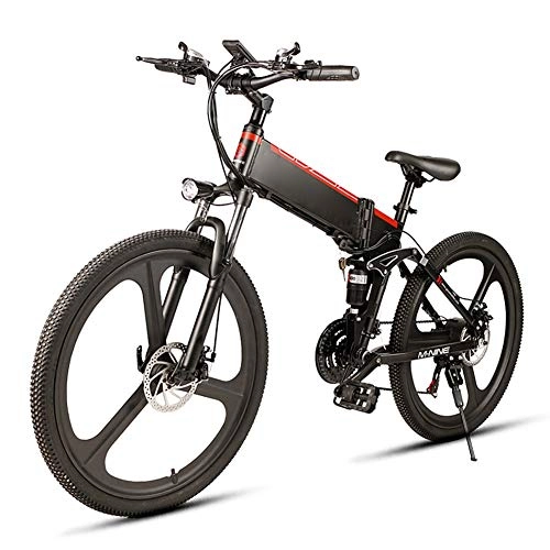 Electric Bike : KT Mall Folding Electric Bike for Adults 26 Inch Commuter Power Assist Electric Bicycle 48V10AH Lithium-Ion Battery 350W Motor Fat Hybrid Bike Maximum Load 150Kg, Black