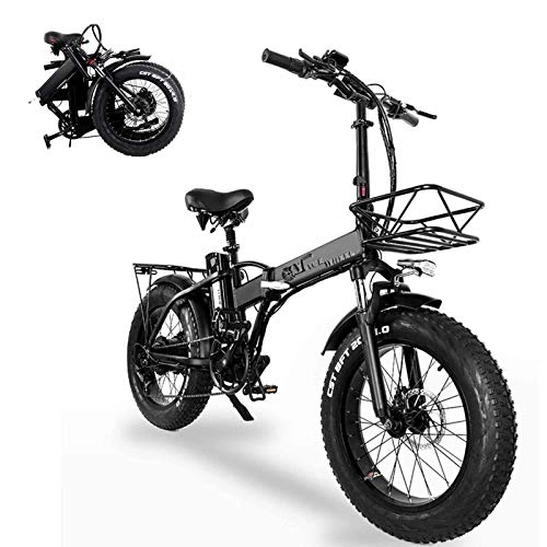 Electric Bike : KT Mall Folding Electric Bikes for Adults 20 In with 48V Removable Large Capacity 15Ah Lithium-Ion Battery Mountain E-Bike with Electronic Instrument and Detachable Basket Bicycle for Unisex