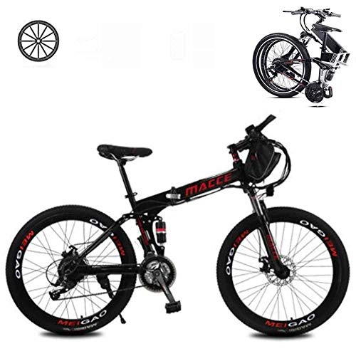 Electric Bike : KT Mall Folding Electric Bikes for Adults 26 In with 36V Removable Large Capacity 8Ah Lithium-Ion Battery Mountain E-Bike 21 Speed Lightweight Bicycle for Unisex, Black