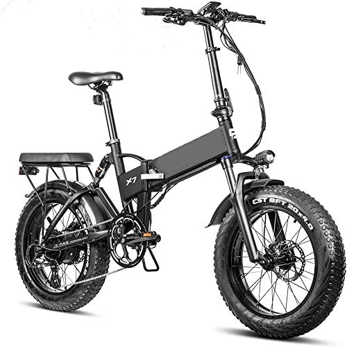 Electric Bike : KT Mall Folding Electric Fat Tire Bike 20 Inch*4.0 Removable Lithium Battery Electric Beach Bike Professional 8 Speed Adult 750w Bicycle Hydraulic Brakes Full Suspension Cruise Control