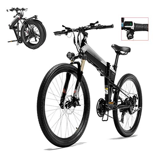 Electric Bike : KuaiKeSport Folding Electric Bike, 26Inch Mountain Bike for Adult, 36V 300W High Speed Ebike Removable Lithium Battery Travel Assisted Electric Bike Fold up Bike, Black