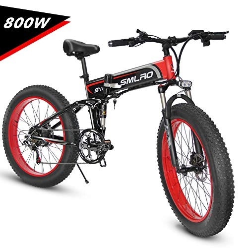 Electric Bike : KUDOUT Electric Bike, 800W 21 Speeds 48V 26 inch Fat Tire Mens Mountain E-Bike with Hydraulic Disc Brakes and LCD Display Folding EBike(Removable Lithium Battery)