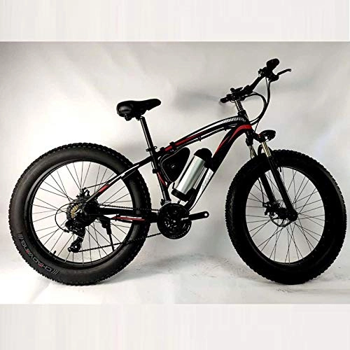 Electric Bike : KUSAZ Electric bicycle 36V lithium battery electric mountain beach bicycle-Black red