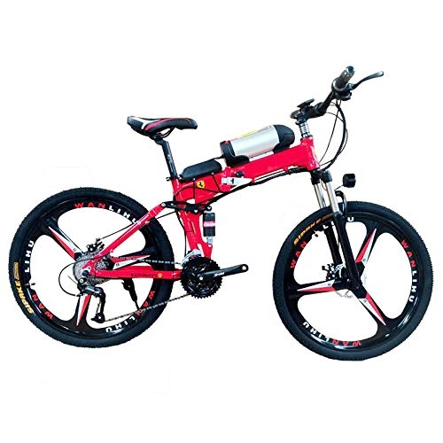 Electric Bike : KUSAZ Electric Mountain Bike Foldable 36V Electric Bike-red