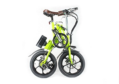 Electric Bike : KwikFold Folding Electric bike with Shimano Gears (White, green) (Green)