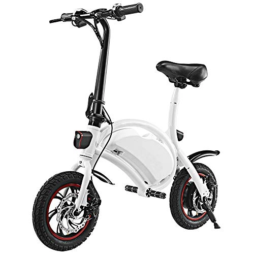 Electric Bike : KY&cL Electric Bike 12 inch Folding Body E-Bike Scooter, 50W 36V Folding Electric Bicycle Scooter with 12 Mile Range, APP Speed Setting, White