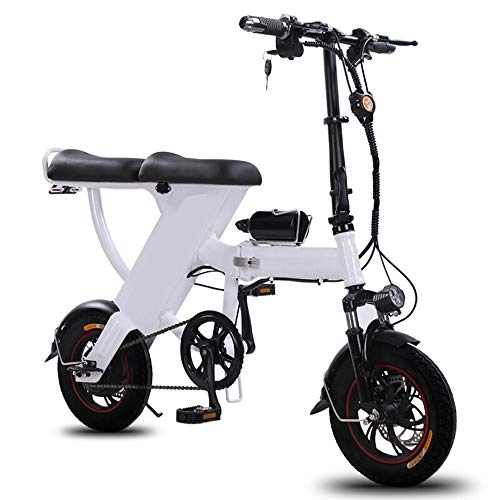 Electric Bike : L.B Electric Bicycle Lithium Battery Foldable Male and Female Adult Small Travel Light Portable Mini Battery Electric Vehicle 48V