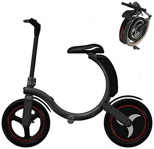 Electric Bike : L.BAN Lightweight Portable Electric Bike, Folding Electric Bicycle Lithium Battery, 350W Powerful Motor, 30km / h, Black