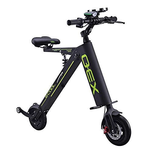 Electric Bike : L.HPT Mini Folding Electric Car Adult Lithium Battery Bicycle Two-Wheel Portable Travel Battery Car LED Lighting