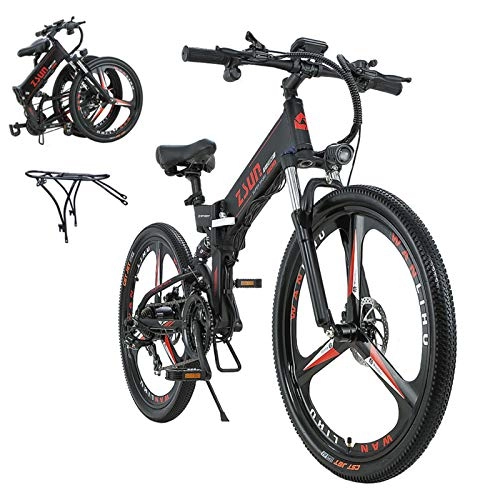 Electric Bike : L-LIPENG 26inch Mountain Electric Bike, 350w Motor 48v 12.8ah Removable Lithium Battery, Dual Disc Brakes, 21 Speed Gears, Aluminium Frame Suspension Fork Beach Snow Ebike Electric Mountain Bicycle