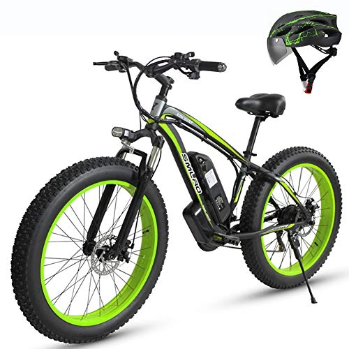 Electric Bike : L-LIPENG Electric Mountain bike 26 Wheel 4.0 fat tire 25 mph max Speed with 350w Motor and 48v / 15ah Battery Removable Large Capacity Lithium-Ion Battery Professional 21 Speed Gears, Green