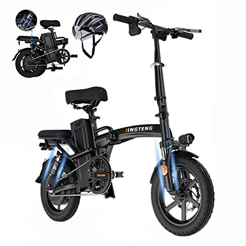 Electric Bike : L-LIPENG Folding Electric Bicycle 240 / 36v Brushless Motor Removable Lithium Battery 30km / h 14inch Pneumatic tire usb Charging Mobile Phone Holder lcd Display Dual disc Brakes, 20ah 100km