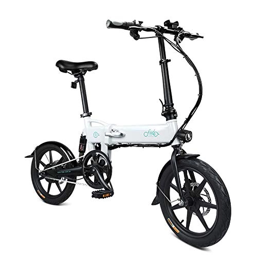 Electric Bike : L&U D2 16inch Electric Bike Folding Ebike with Super Lightweight Aluminum Alloy Frame, Three Riding Modes, 36V 250W, Double Disc Brakes Electric Bicycles, White