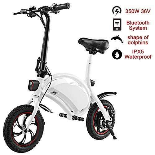 Electric Bike : L&U Folding Electric Bicycle - 350W 36V Waterproof Lightweight E-Bike with 15 Mile Range, Cruise Control System, Collapsible Frame, and APP Speed Setting, White