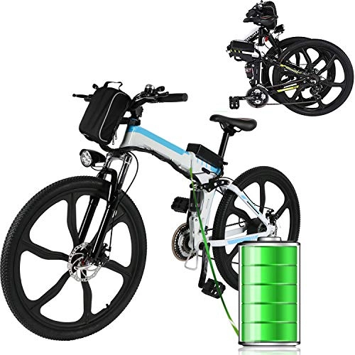 Electric Bike : Laiozyen E-bike Folding Bike Mountain Bike Electric Bike with 21-speed Shimano Transmission System, 250W, 8AH, 36V lithium-ion battery, 26"inch, Pedelec City Bike Lightweight (Type 3- White)