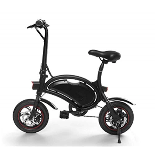 Electric Bike : LaKoos Electric bicycle Foldable 36V electric bicycle with 6.0Ah lithium battery, city bicycle maximum speed 25 km / h, mechanical disc brake, weighs only 12KG-black