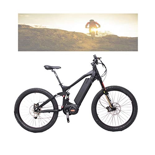 Electric Bike : LALAWO Mountain Electric Bike, Super Power Electric Bicycle, Middle Drive 48V 1000W Full Suspension Mountain E-Bike Black