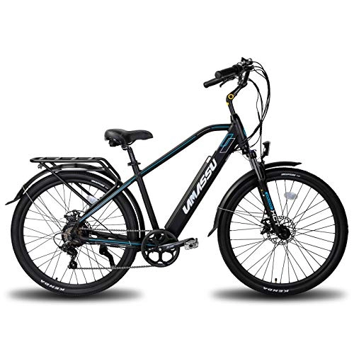Electric Bike : LAMASSU Electric City Wheels Electric Bicycle for Adults with 36 V 10 Ah, Aluminium Frame, Disc Brake, LCD Display, Shimano 7-Speed Gear