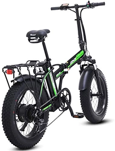 Electric Bike : Lamyanran Fast Electric Bikes for Adults 20 inch Snow Electric Bike Removable Lithium-Ion Battery 500W Urban Commuter 7 Speed Ebike for Adults 48V 15Ah Lithium Battery (Color : Black)