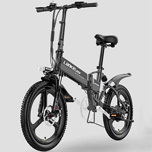 Electric Bike : Lamyanran Fast Electric Bikes for Adults Folding Aluminum Electric Bike Removable 48V 10.4Ah Removable Battery Snow Mountain Bike 400W Adult Assisted E-Bike Double Disc Hydraulic Brake (Color : Grey)
