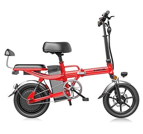 Electric Bike : Lamyanran Fast Electric Bikes for Adults Lightweight Foldable Compact EBike for Commuting & Leisure - 14 Inch Wheels, Rear Suspension, Pedal Assist Unisex Bicycle, 350W / 48V (Size : 300 km)