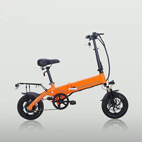Electric Bike : Langlin 12" Foldable Electric Bike Bicycle City E-Bike Max Speed 25km / h, 40KM Long-Range, Double Disc Brak, Electric Assist Bike for Travel Commuting, orange