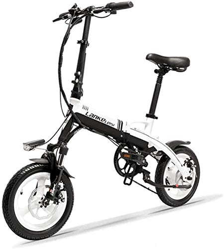 Electric Bike : LANKELEISI A6 36V 300W electric bicycle fat tire mountain bike electric bicycle adult, equipped with 10ah battery (Black and white)