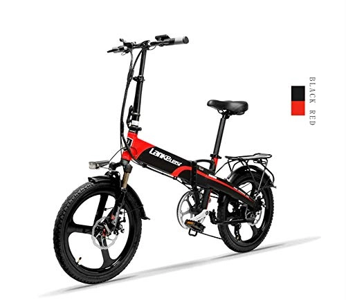 Electric Bike : LANKELEISI G660 20-inch Foldable Electric Bike 48V / 240W 12.8Ah Lithium Battery 7 Speed Electric Bike 5 Speed Adult Male and Female Mini Mountain Bike with Anti-theft Device